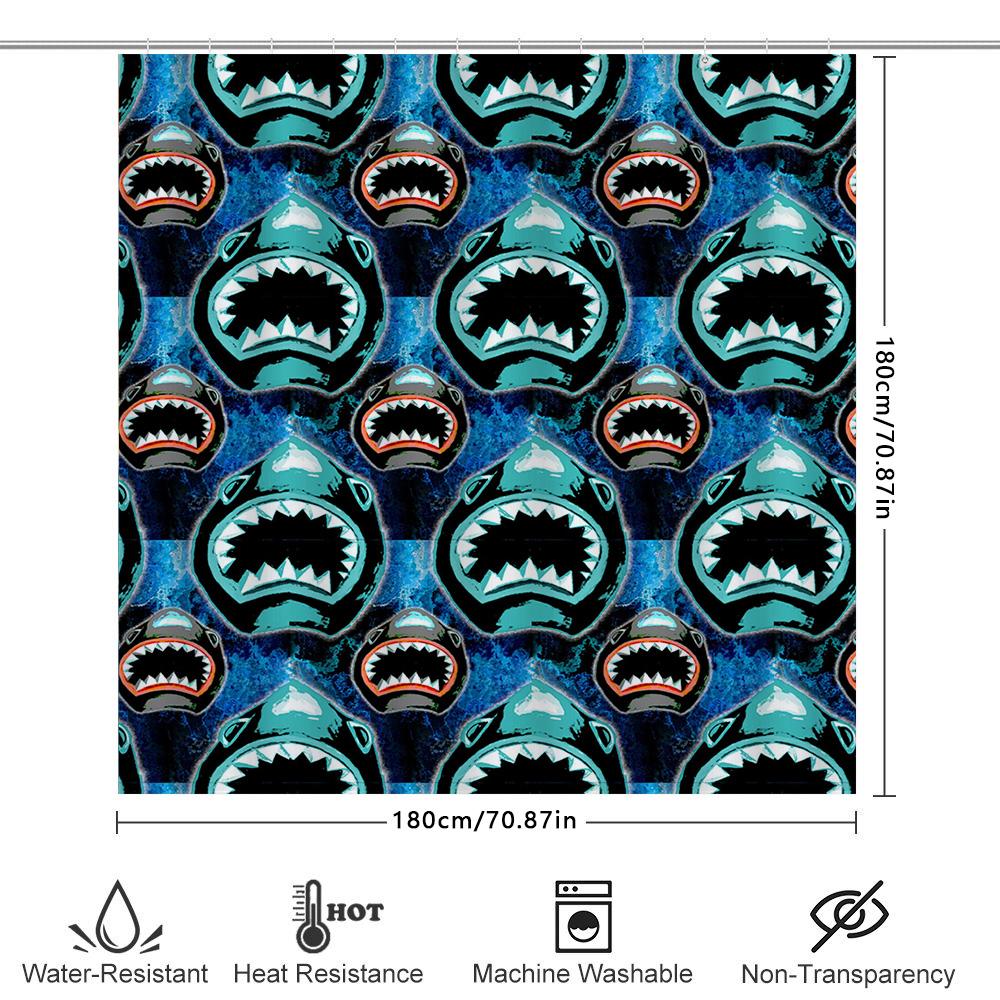 Stylish Bath Curtains With Shark Print Waterproof Shower Curtain For Bathroom Decoration Black Blue Colors Available In Differen