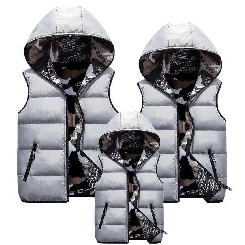 2024 New Girls' Reversible Camouflage Hooded Vest: School Uniform for Middle & Big Kids, Autumn/Winter Cotton