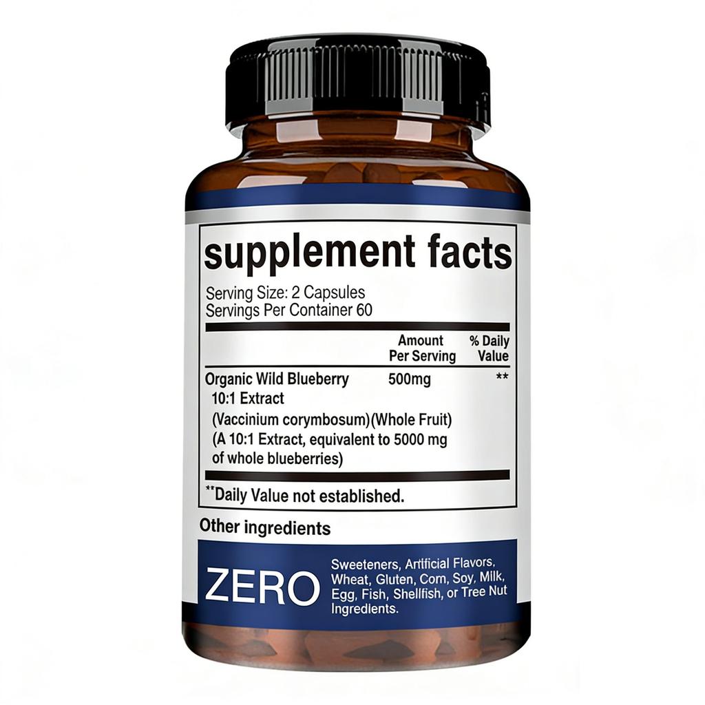 Wild Blueberry Strength 10:1 Extract Capsules - Antioxidant,Vision Health