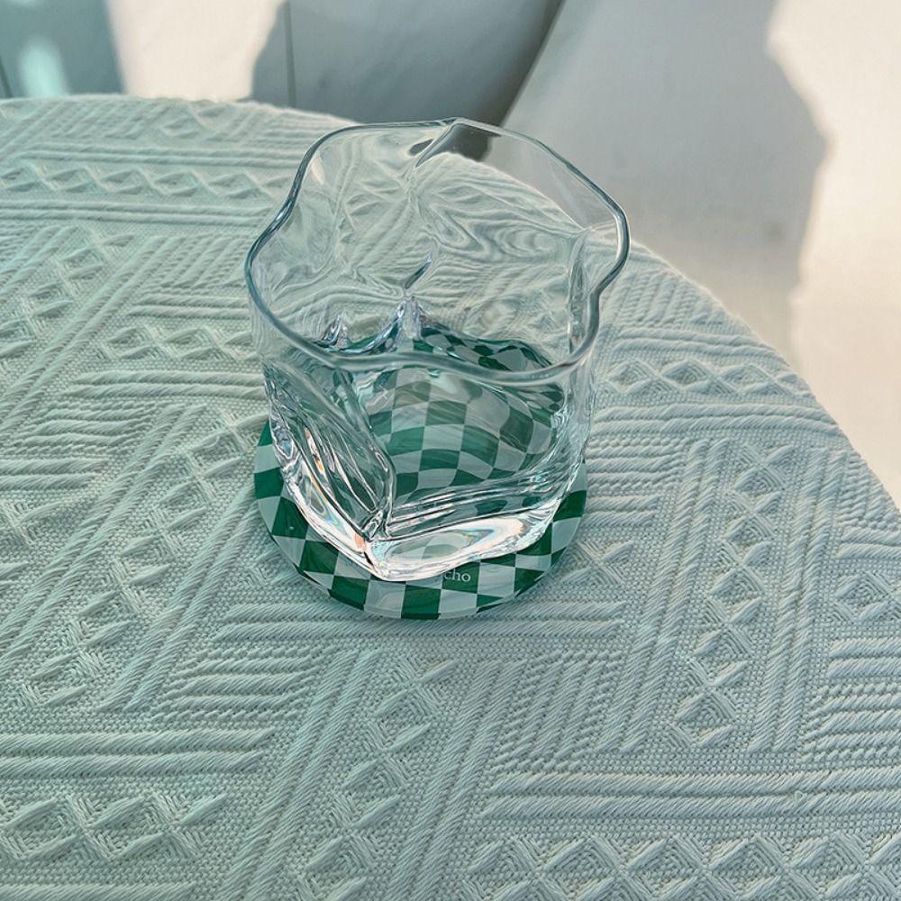 Heat Insulation Checkerboard Acrylic Coaster Waterproof Simple Bowl Pad Retro Cup Mat  Home