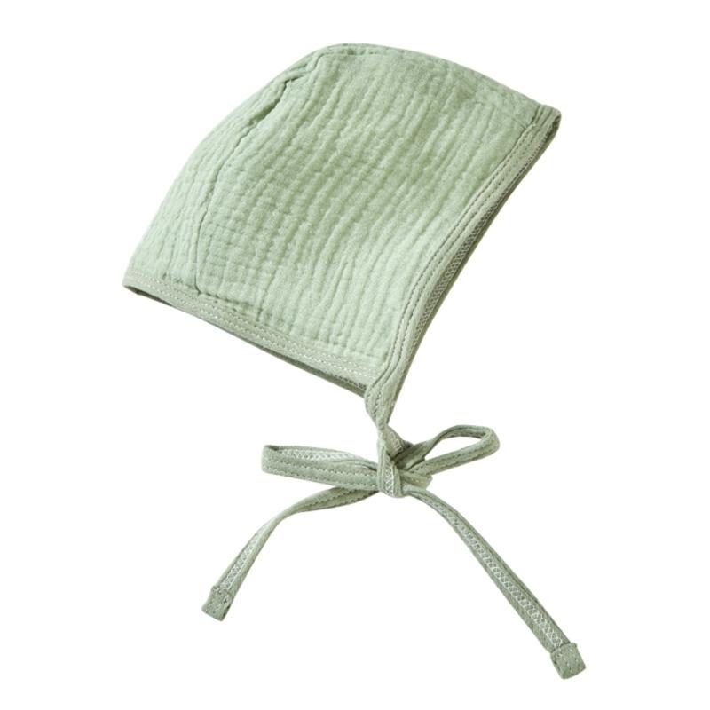 

Solid Color Infant Bonnet Trendy Cotton Hat Adjustable Baby Cap Winter Hat with Ear Cover Lightweight for Boys & Girls 1 зелёный