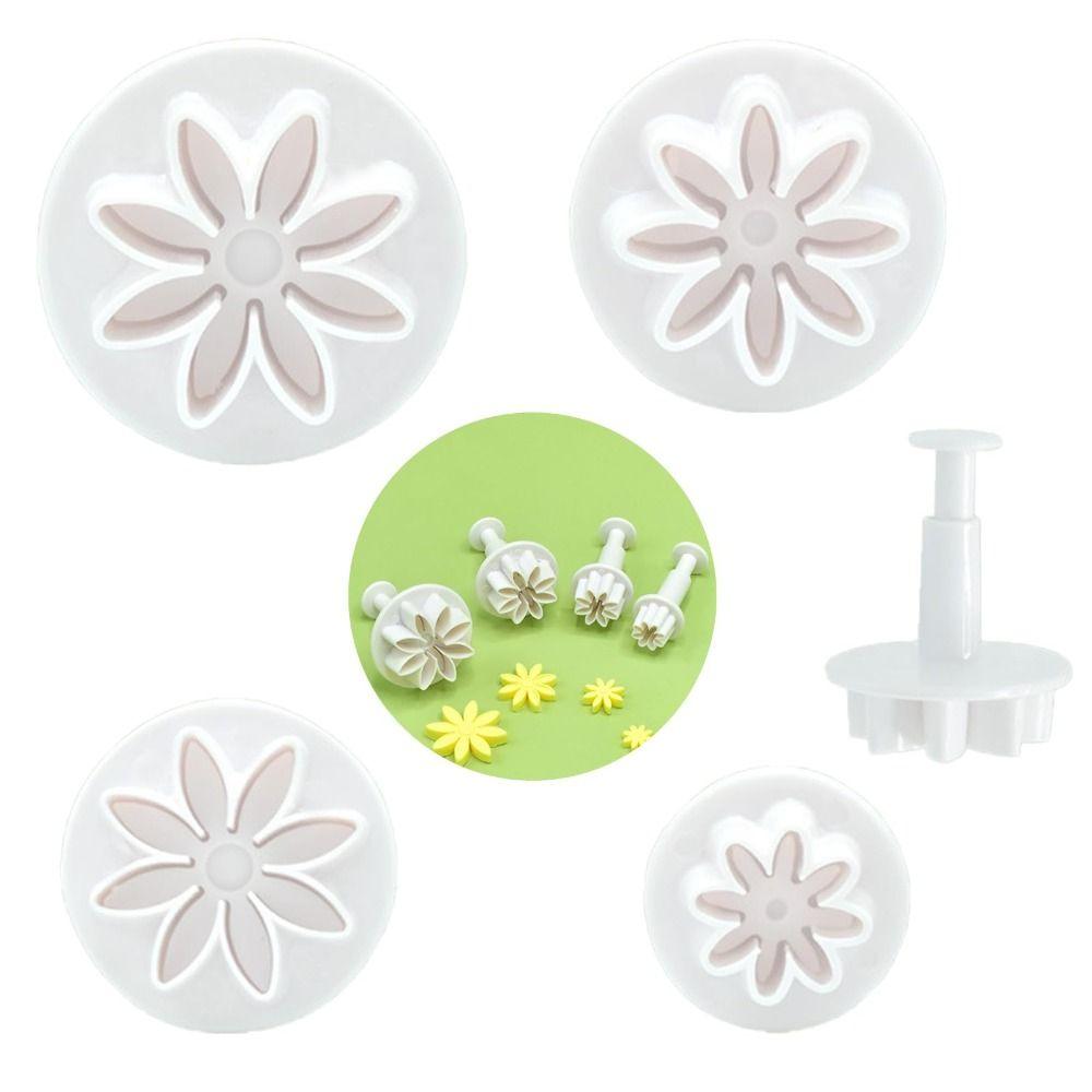 8pcs Daisy Pattern Cookie Cutter PP Biscuit Cutter Mold Flower Plunger Cutter Summer Baking