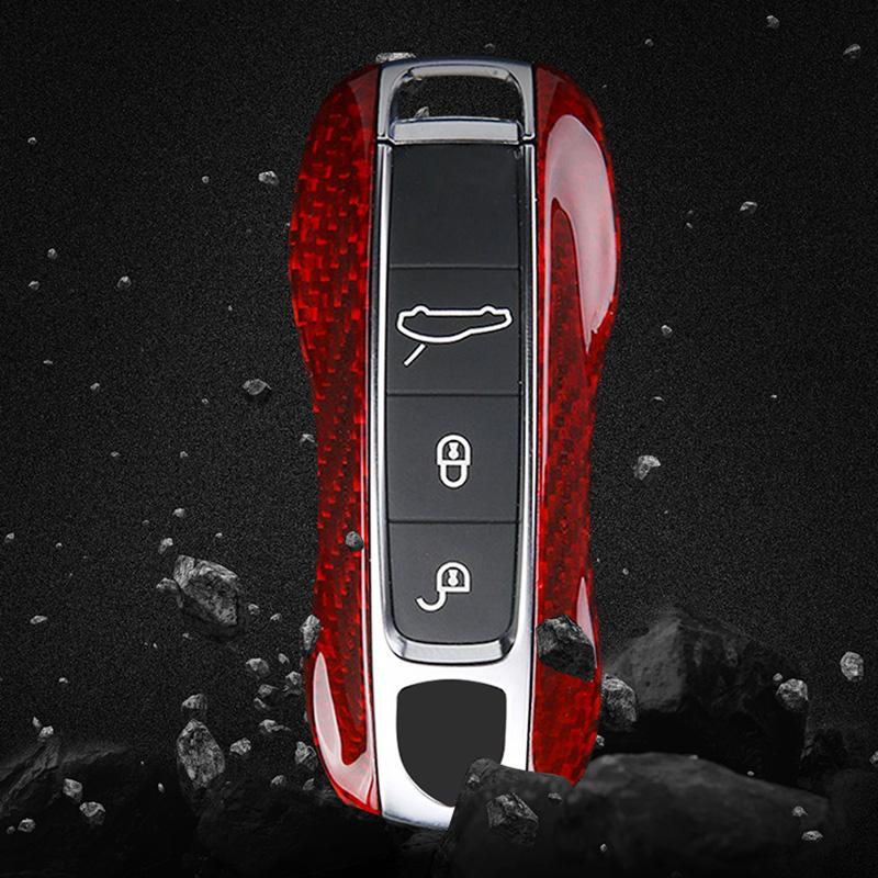 Car Key Case Cover Shell For Porsche Panamera Cayenne Macan 911 Boxster Cayman 986 987 718 Car Accessories Carbon Fiber
