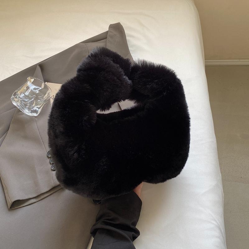 2025 Autumn New High-value Plush Small Bag Female Fluffy Dumpling Bag Hand Carry Fluffy Cloud Dumpling Bag