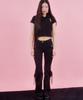 Elf Elf Elf Archives Rose Patch Bootcut Pants [Black/Ivory]