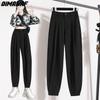 Dimanaf 2025 Plus Size Summer Long Pants Women Pants Loose Casual Female Harem Trousers Grey 5XL