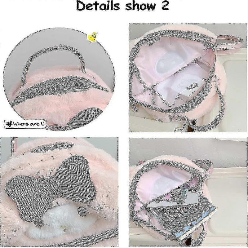 Cute Girl Plush Schoolbag Schoolbag For School, 3d Kawaii Animal Cartoon Schoolbag For Girl Schoolbag School Supplies, Pink Bunny