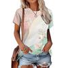 Mode Dames Ronde Hals Korte Mouw 3D Casual Kleurendruk Casual Korte Mouw Ronde Hals T-shirt