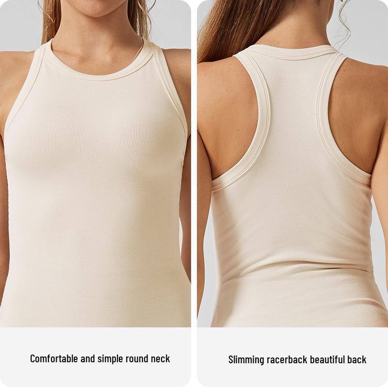 Women's Ribbed Sport Yoga Tank Top: Versatile Casual Fitness Outerwear