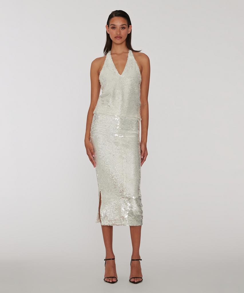 Loteiteu (W) Sequin Pencil Skirt Bright White