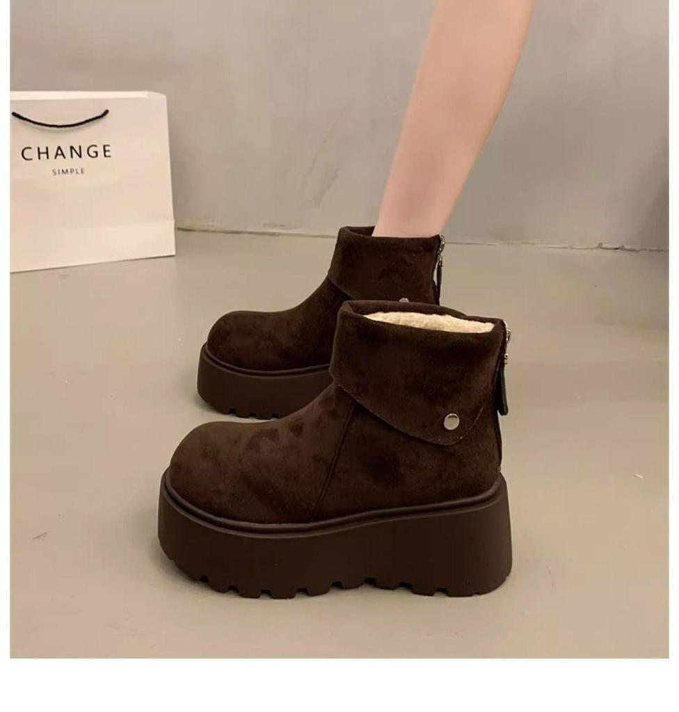 Fuzzy Winter Snow Boots: Cold-Proof, Thick-Soled for Men & Women, Birken Style, Plus Velvet, Flat.