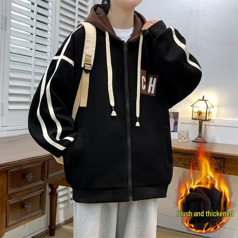 Hooded Casual Baseball Jacket for Teen Boys and Men's 2024 Stylish Outerwear