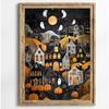 Stampa su Poster Foresta Gatto Nero Fantasma Fiori Selvatici Pittura su Tela Zucca Halloween Spettrale Arte Dark Academia Stanza Arredamento Casa