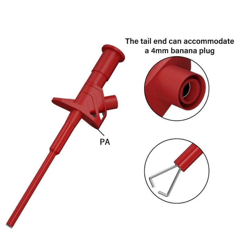 2pcs Test Grabbers Probe Quick Test Hook Clip Flexible Testing Probe with 4mm Banana Socket for Electronic Testing