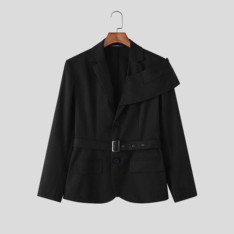 INCERUN Men Lapel Long Sleeve Front Cross Casual Loose Blazer Coats