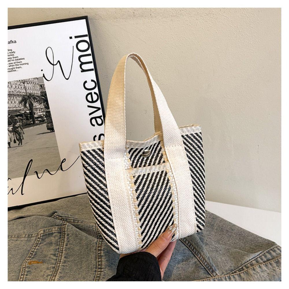 Stripe Straw Bag Large Capacity Tote Bag Portable Lunch Bag  Men
