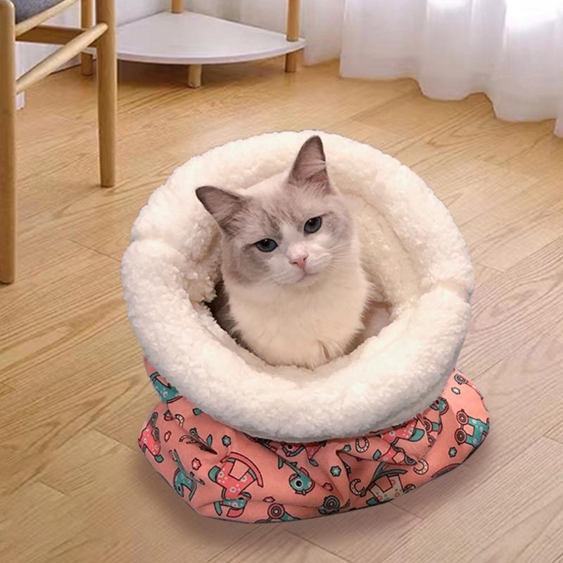 Pet Bed Warm Blanket Soft Handle Beautiful Cartoon Print Bag Sleep Pocket Bed Comfortable Nest