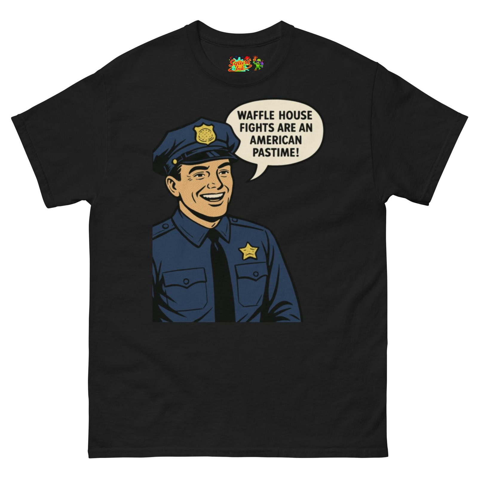 Funny Cop 2am Order And Back Up Waffle House Police Officer Pop Art T Shirt Mens Womens Tees Top 4XL