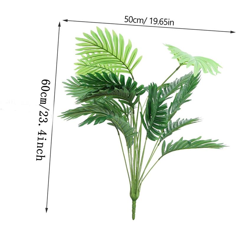 60CM Artificial Palm Tree Tropical Fake Plant Green Plastic Palm Leaf Branches Suitable for Home Garden Decor Photography Props