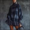 Damen Karo-Anzugkleid mit Rüschenrock - Europäischer & Amerikanischer Stil - Frühjahr 2025