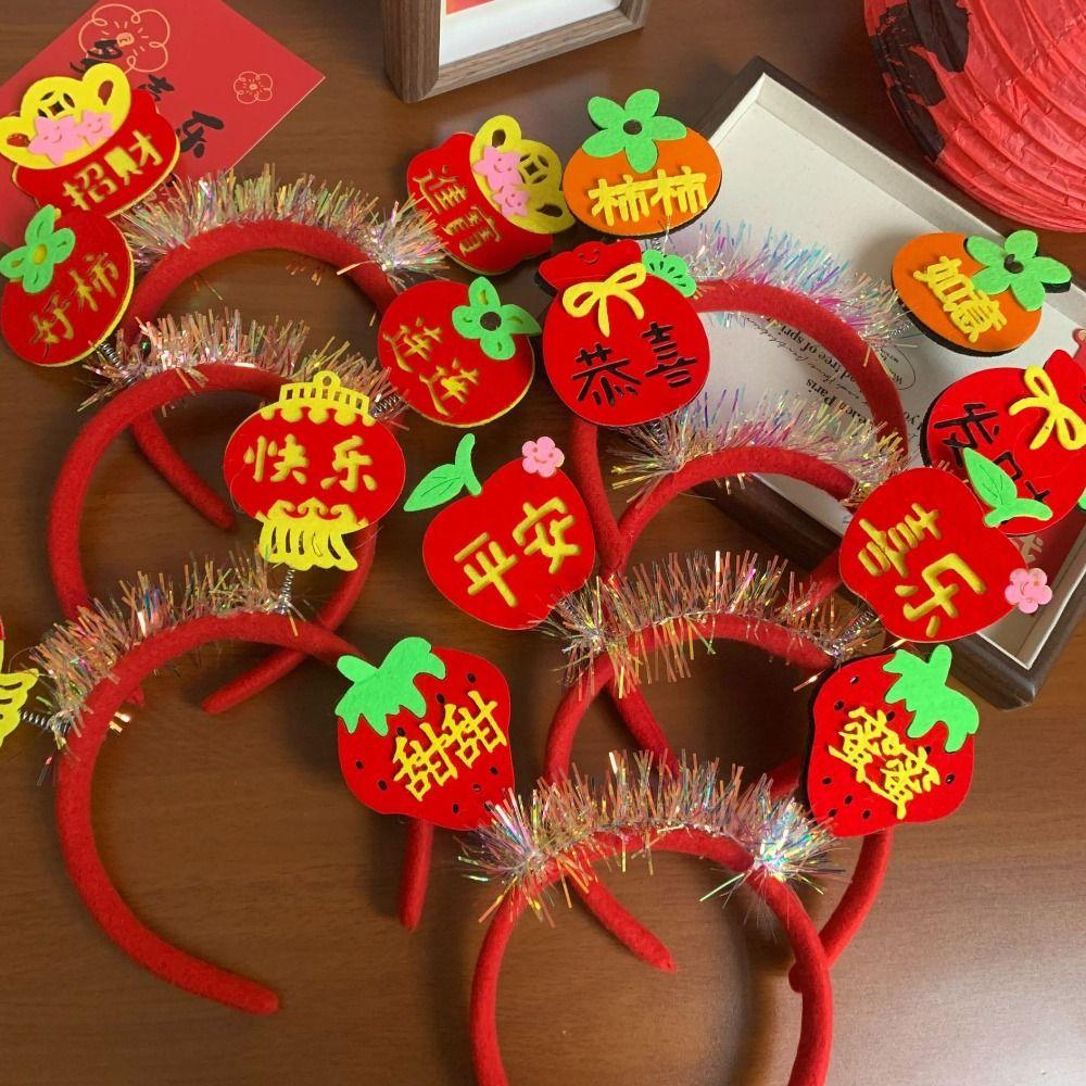 Cartoon Snake Year Headband Red Hairband Festive New Year Headwear  Party Decoration