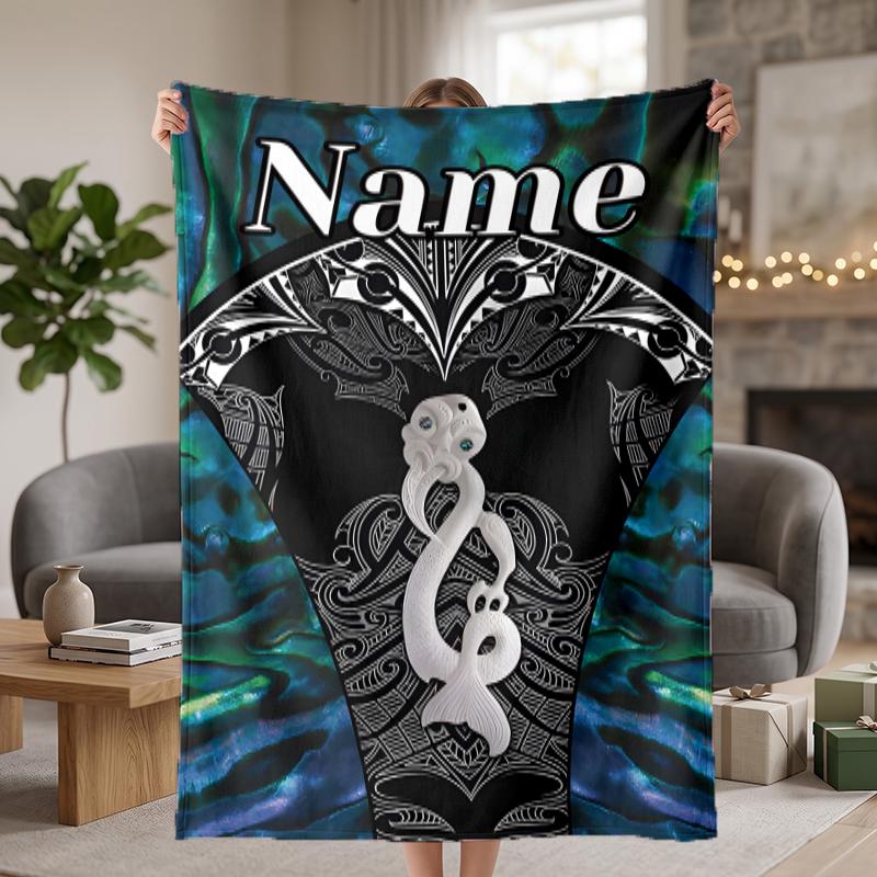 New Zealand Paua Custom Flannel Blankets Soft Warm Cozy Throws for Home Decor Holiday Gifts