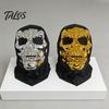Full Head Black Scarf Mask Halloween Skull Mask, with Breathable Mesh Eyes Design, Mirror Texture Headscarf for Adults Party Props Face