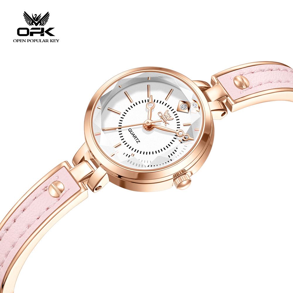 OPK 6089 Original Elegant Ladies Watch Leather Strap Waterproof High Quality Fashion Women's Quartz Wristwatch