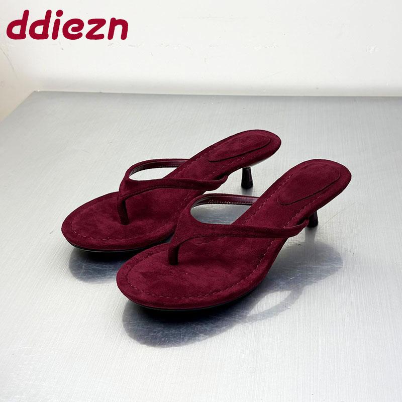 Fashion Fashion Round Toe Ladies Heeled Slippers Summer Slides Women Low Heel Slippers Female Flip flops Sandals Pumps Shoes Big Size 43