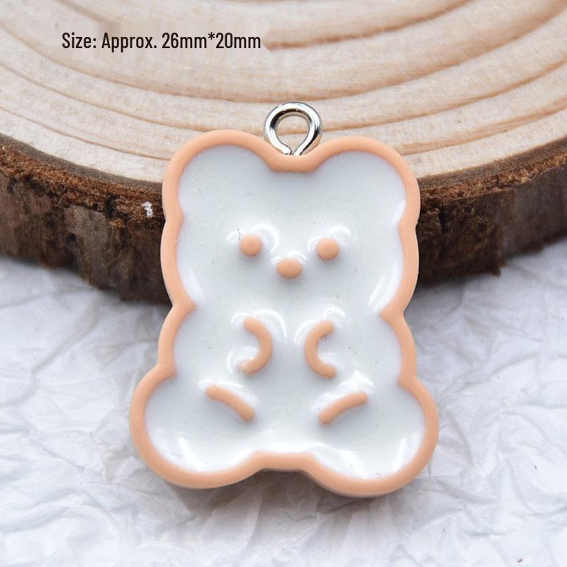 Colorful Resin Drip Cartoon Bear Ice Cream Pendant - Cute Fruit Jewelry Accessory for DIY