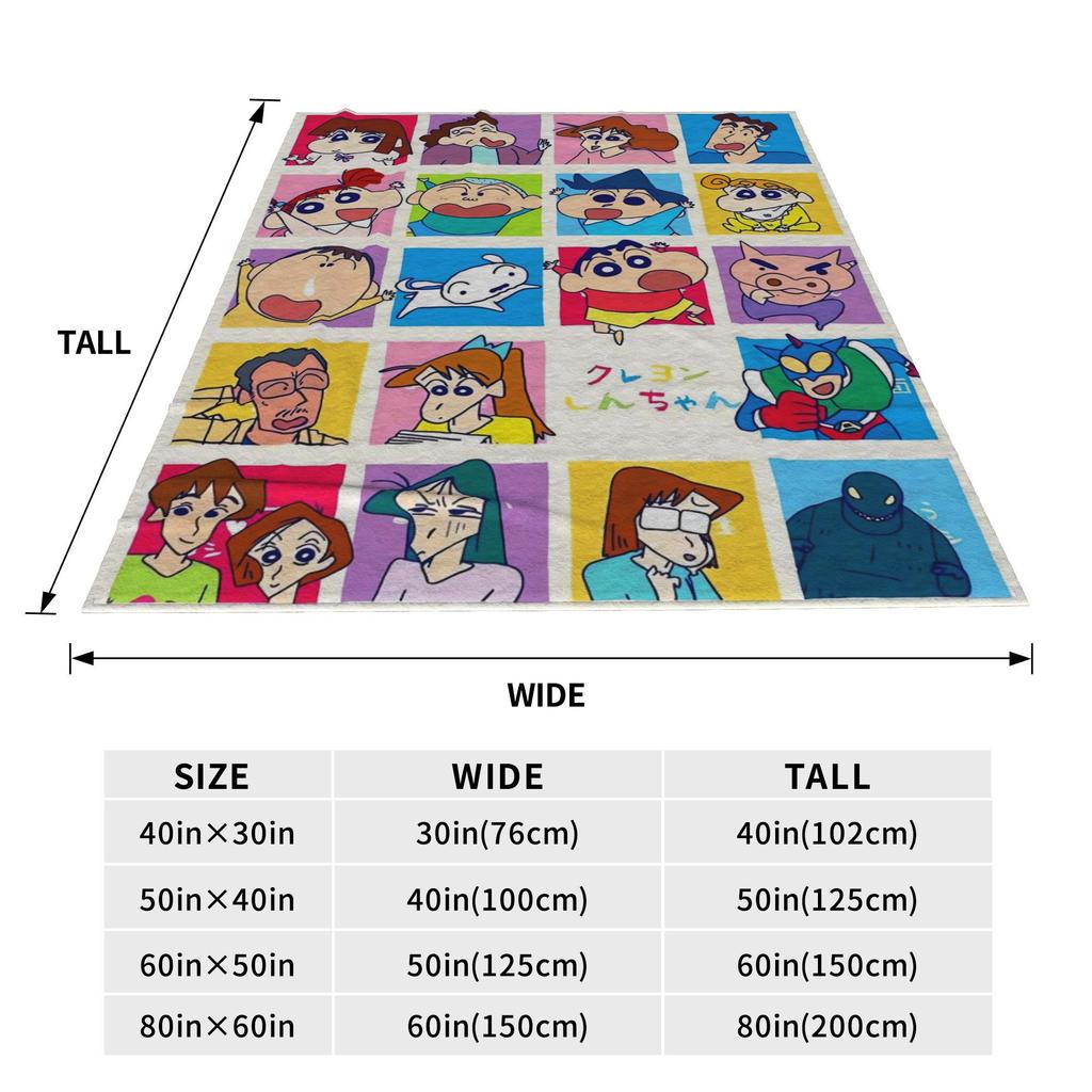 Crayons Shin-chans Cartoon Character Blanket  Super Warm Pattern Plush Throw Blanket For Kid Outdoor Flannel Bedspread Bed Cover