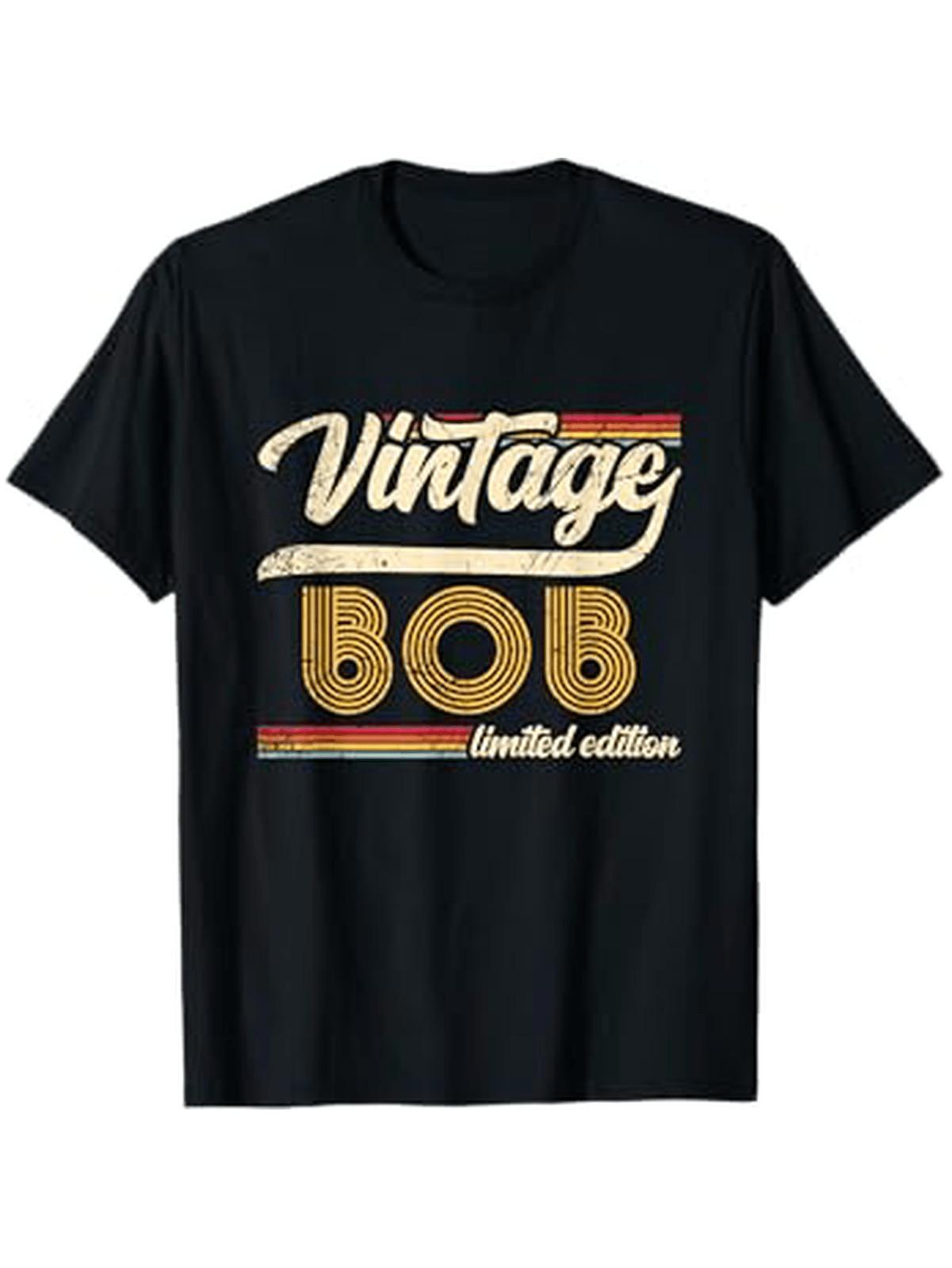 [Vintage Bob T-Shirt] Black Vintage Bob Graphic Men s T-Shirt - 100% Cotton S разноцветный