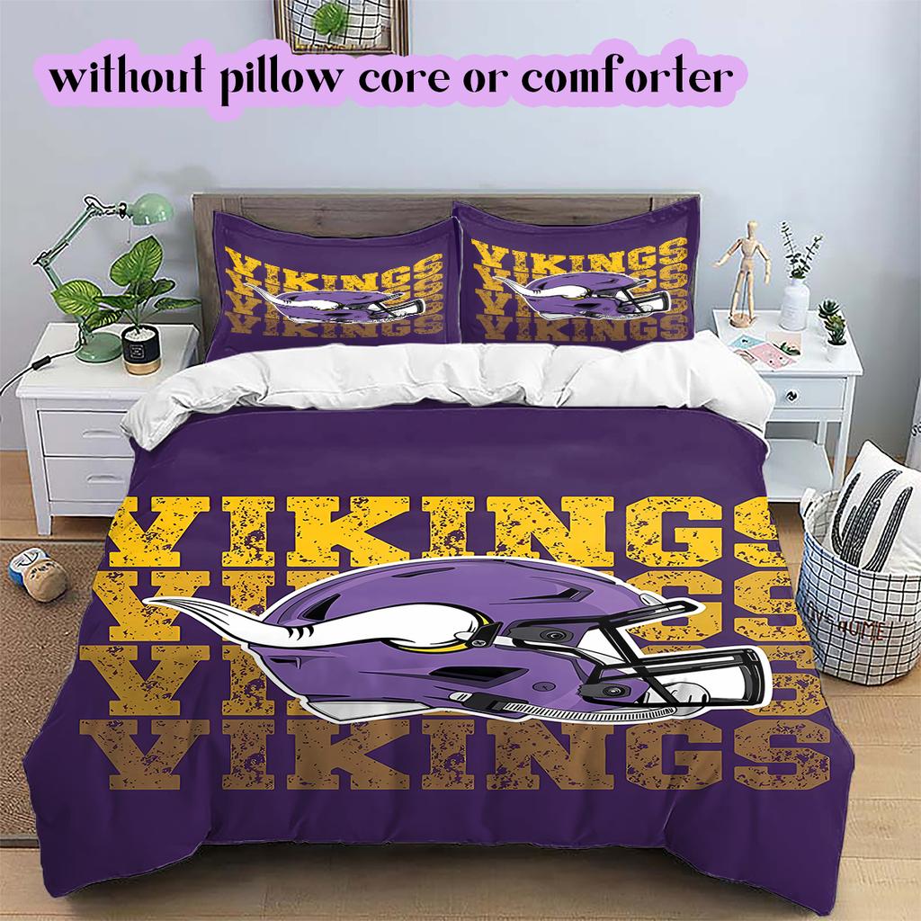 football Logo Pattern Bedding Quilt Set Quilt Cover Pillowcase Home Decoration Birthday Gift (1*duvet cover+ 2*pillowcase, without core)