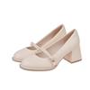 French Mary Jane small leather shoes 2025 temperament fairy style versatile thick heel high heels women's single shoes high-end skirt