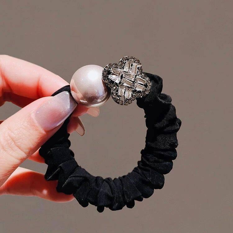 High-end Water Diamond Pearl Hair Tie  Dongdaemun Hair Band High-elasticity Rubber Band Ponytail Hair Band New Head Accessories