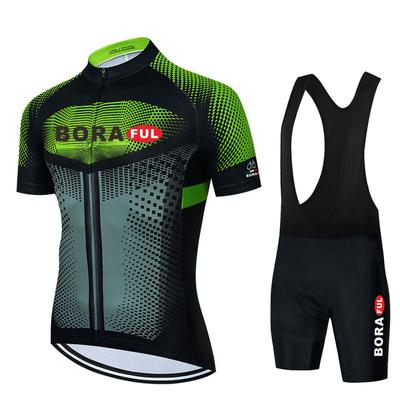 Boraful Team Summer Cycling Jersey Set Men Short Sleeve Cycling Clothings Breathable MTB Mountain Racing Bike Jersey Bib Shorts