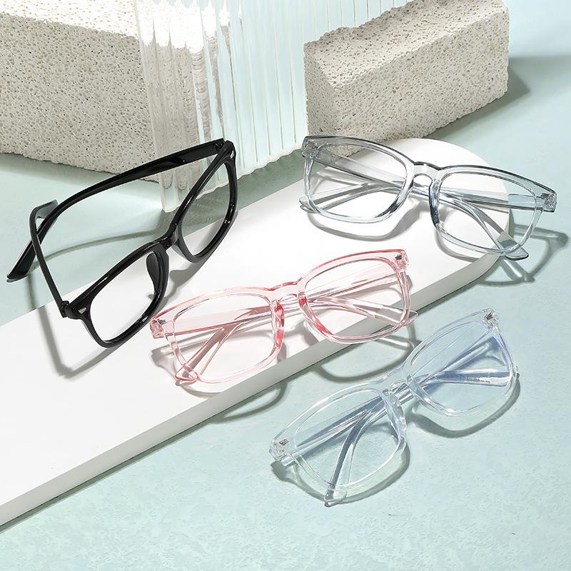 Retro New Flat Glasses Women's Anti-blue Glasses Square Rice Nails Transparent Glasses Frame Men's and Women's Fashion Goggles