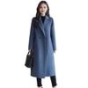 Women Jacket Turn-down Collar Pockets Solid Color Double-breasted Loose Fit Overcoat Thermal Long Sleeved Commuting Dating