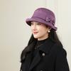 Imitation Fragrant Cloud Yarn Basin Hat Women Spring and Autumn Warm Cloth Hat Retro Bucket Hat Bow Visor