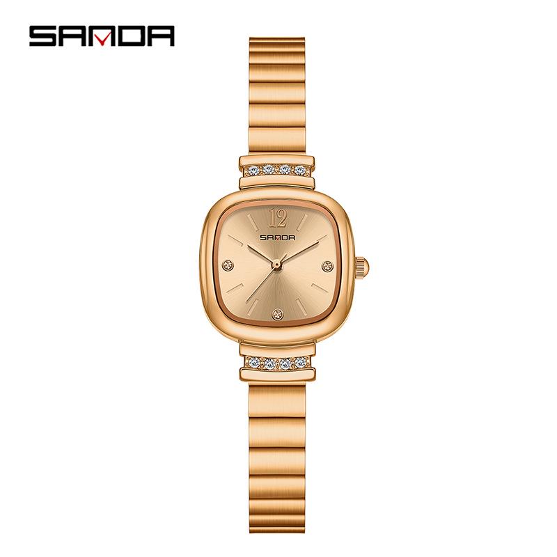 Sanda 7052 Women's Square Quartz Watch - High-End, Light Luxury with Exquisite Leather Strap
