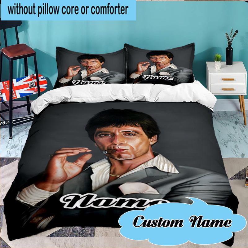 Custom Name Scarface Bedding Set 3pcs, Bedding Set Including 1pc Duvet Cover And 2pcs Pillowcases for Bedroom, Dormitory Gift