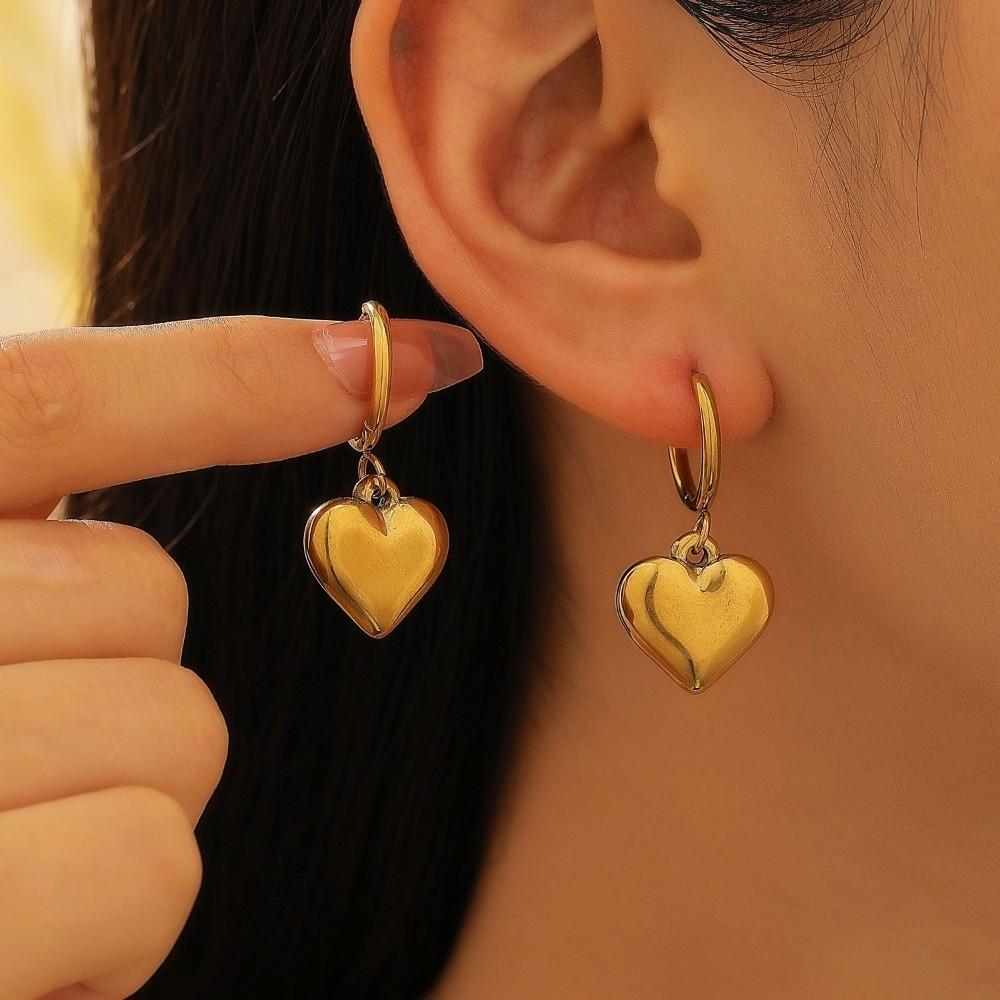 Fashion Heart-Shaped Earrings Minimalist Hoop Earrings Accessory Ear Cuff  Gift