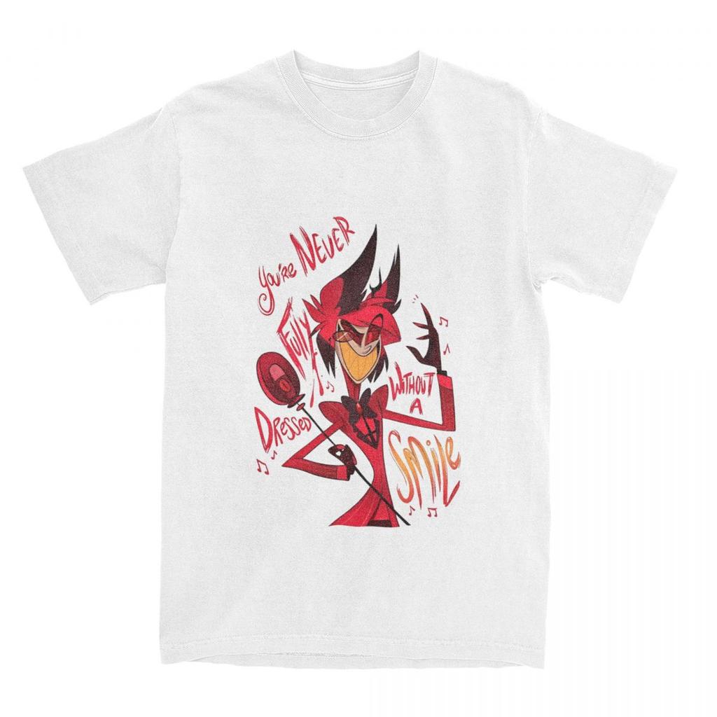 Herren T-Shirt Hazbin Hotels T-Shirts Mode Alastor Sommer T-Shirts Vintage Muster Baumwollkleidung Geburtstagsgeschenk