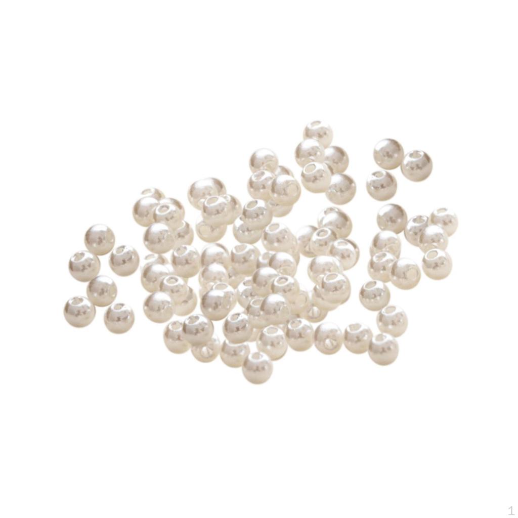 100Pcs Beads with Hole Loose Arts White Threading Spacer for Bangle Tiara Earring
