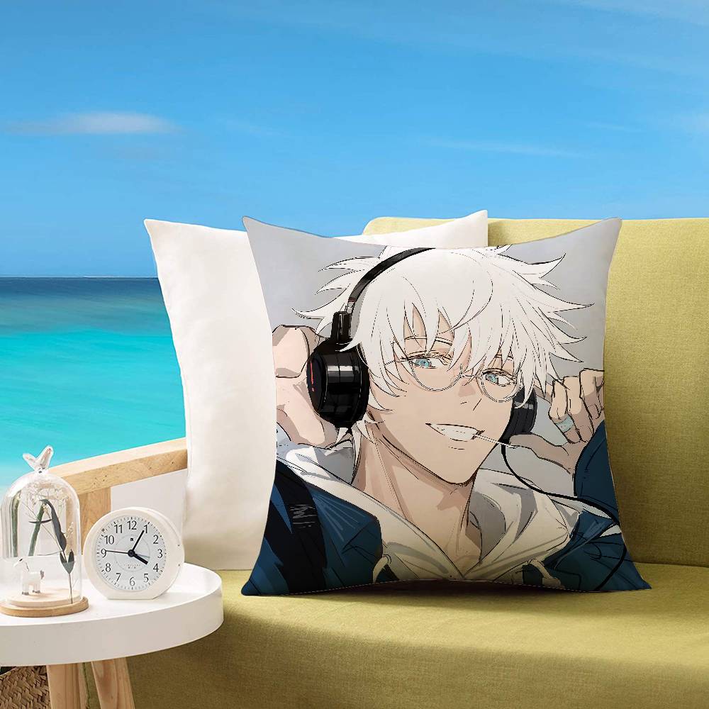 Cartoon G-Gojo Satoru Pillow Case Cushion Cover Soft Cute Throw Pillow Case For Car Sofa Pillowcase Polyester With Zipper