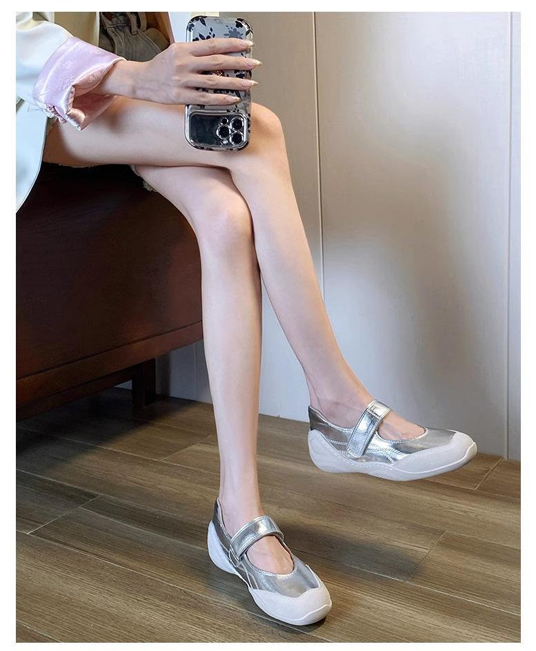 Cowhide Version~ Inner Height Increase 3-6cm Mary Jane Single Shoes 2025 Spring New Shallow Mouth Single Shoes Velcro Ballet