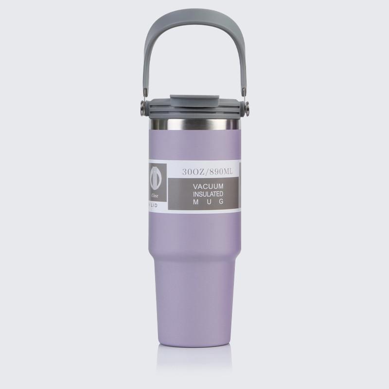 Stilvoller Moderner Vakuumisolierter Auto-Becher mit Strohhalm und Griff 30oz 20oz