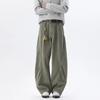 Men Vintage Brown Wide Leg Cargo Pants Men Casual Baggy Trousers Diagonal Stitching Streetwear Fashion Loose Straight Fit Pants