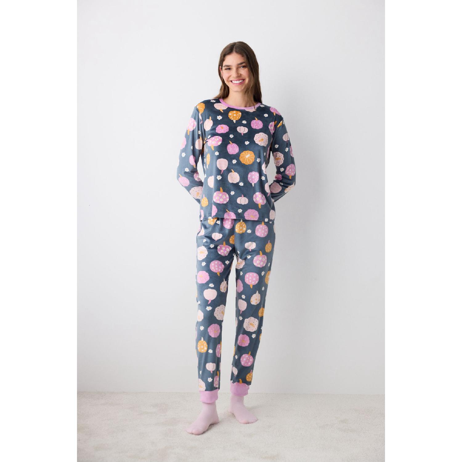 

Cute Pumpkins Fuzzy Anthracite Pants Pajama Set XS миш яковий