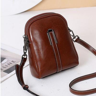 Damen Handy Tasche Ein-Schulter Umhängetasche Mode All-Match Ölwachsleder Umhängetasche